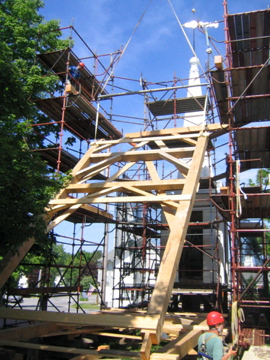 IMG_0936 One bent of the clock tower frame, being lifted by a crane
