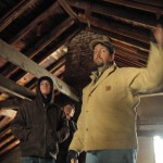 Rich Friberg, Timber Framing Teacher, shows off a timber frame