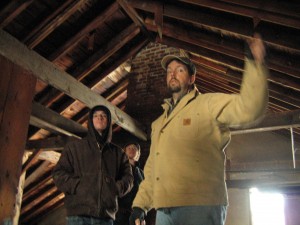 Rich Friberg, Timber Framing Instructor, shows off a Mount Lebanon timber frame